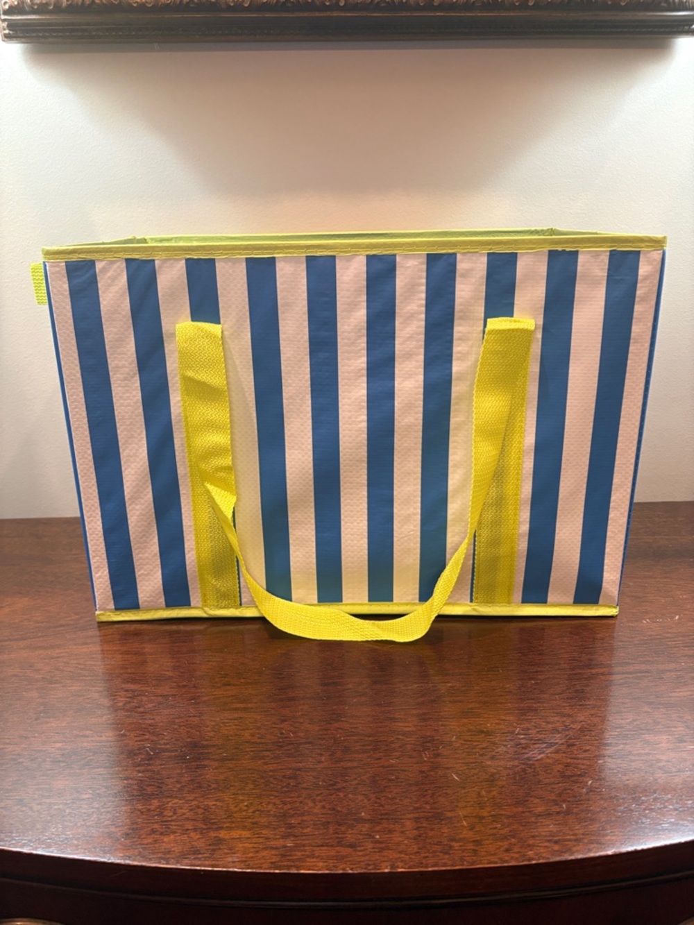 Collapsible Box Tote - Blue and Yellow Trim - Picture 4 of 16